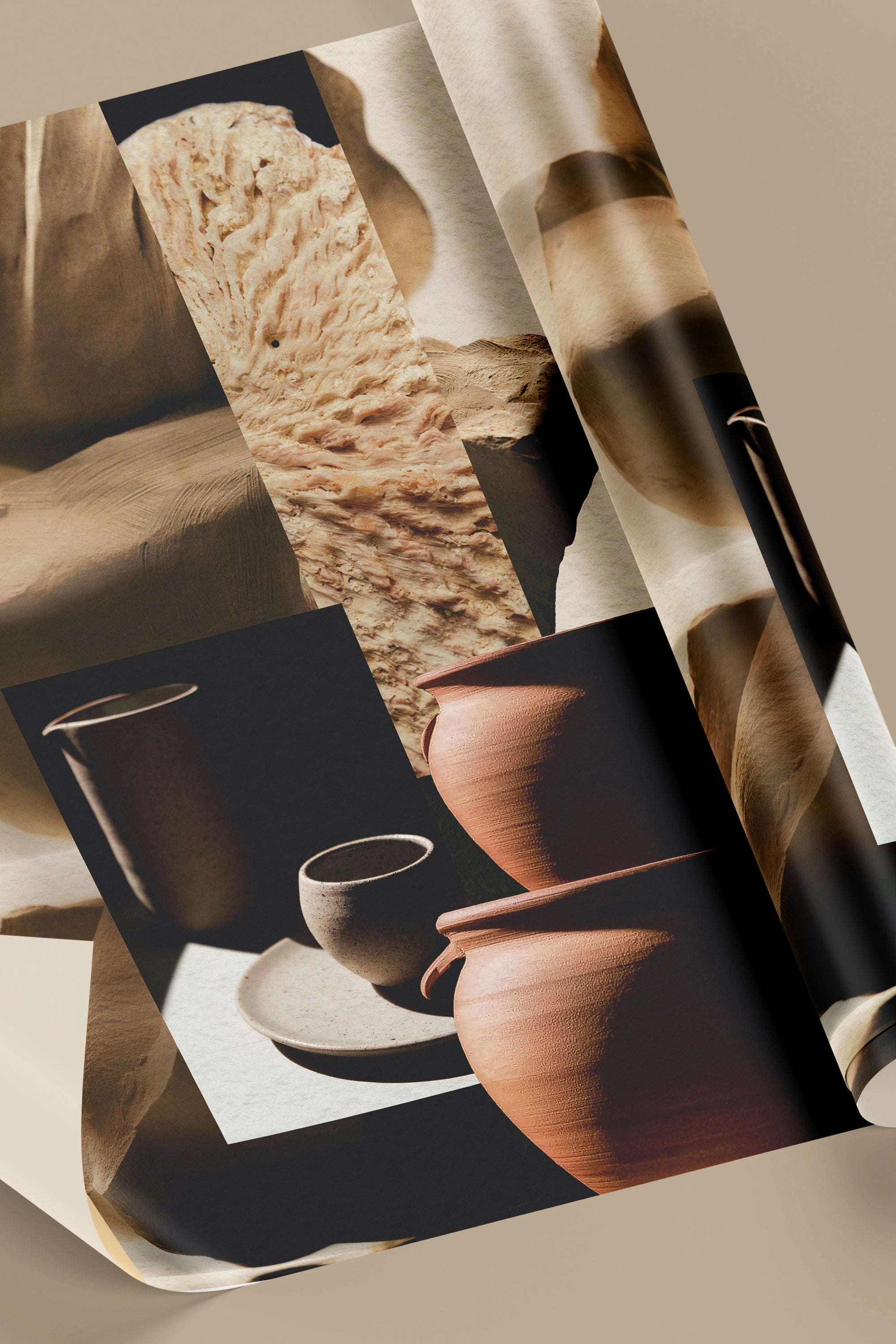 Set of 3 Premium Gift Wrap Sheets - Moulded Pottery