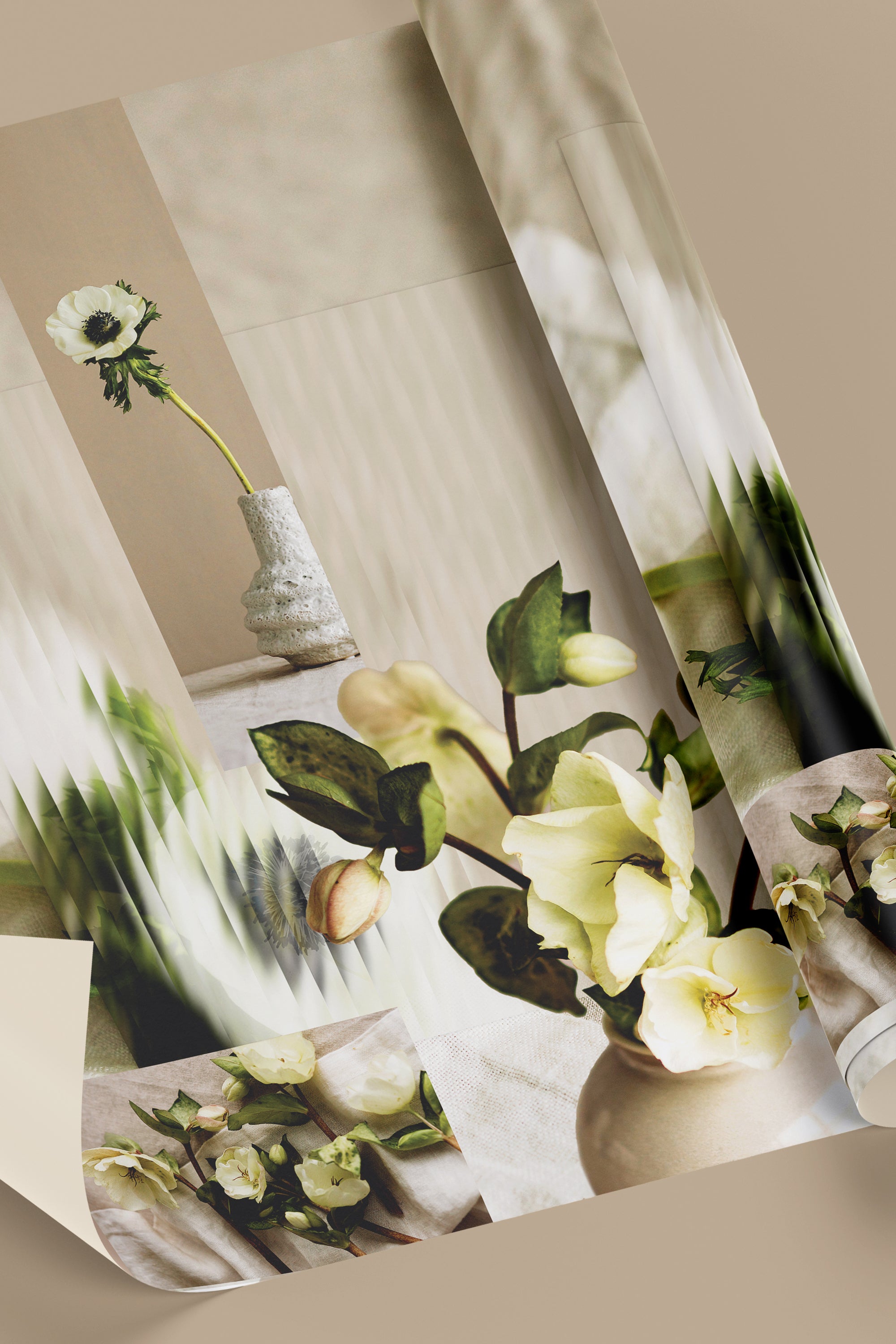 Set of 3 Premium Gift Wrap Sheets - Soft Bloom