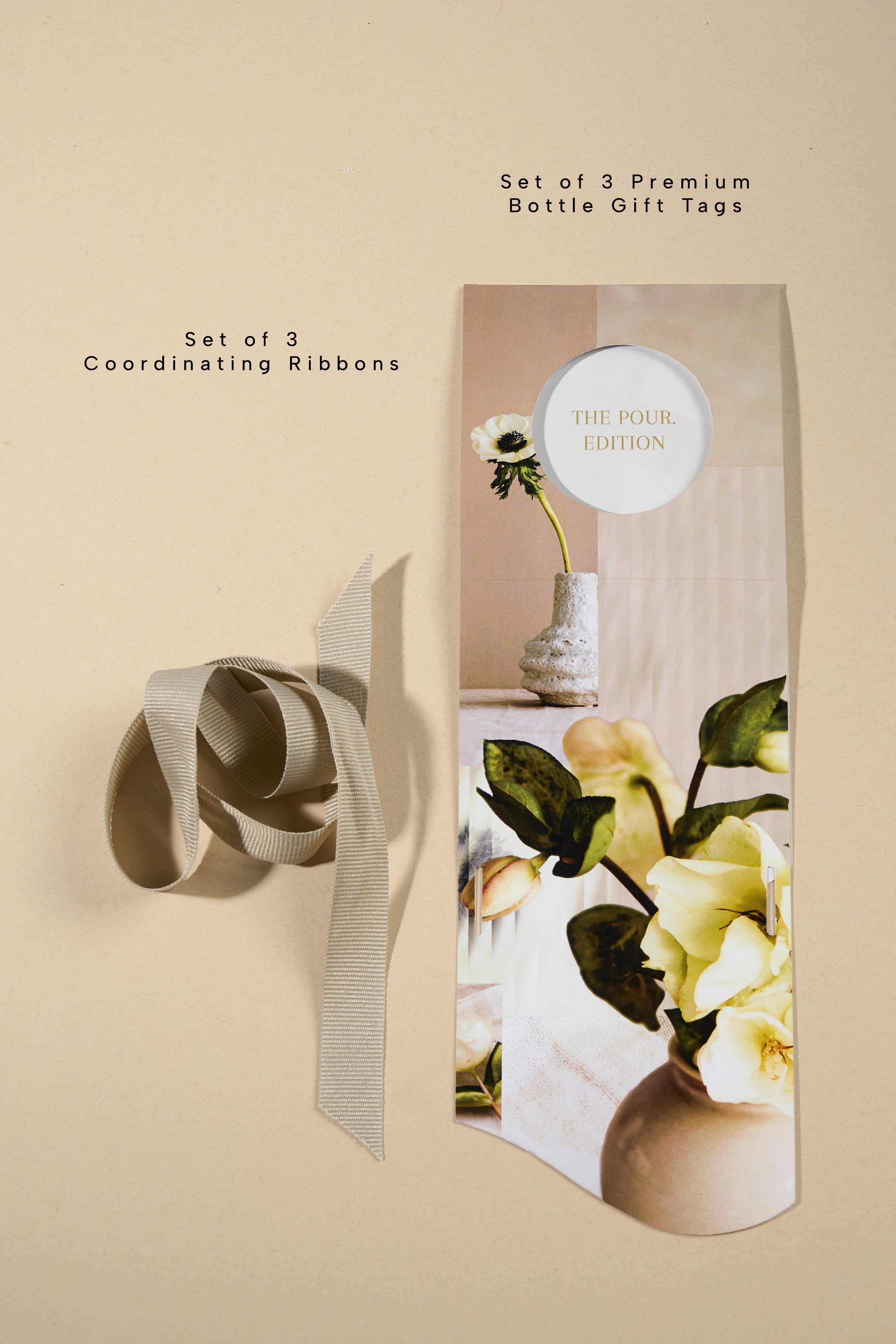 Set of 3 Premium Bottle Gift Tags - Soft Bloom