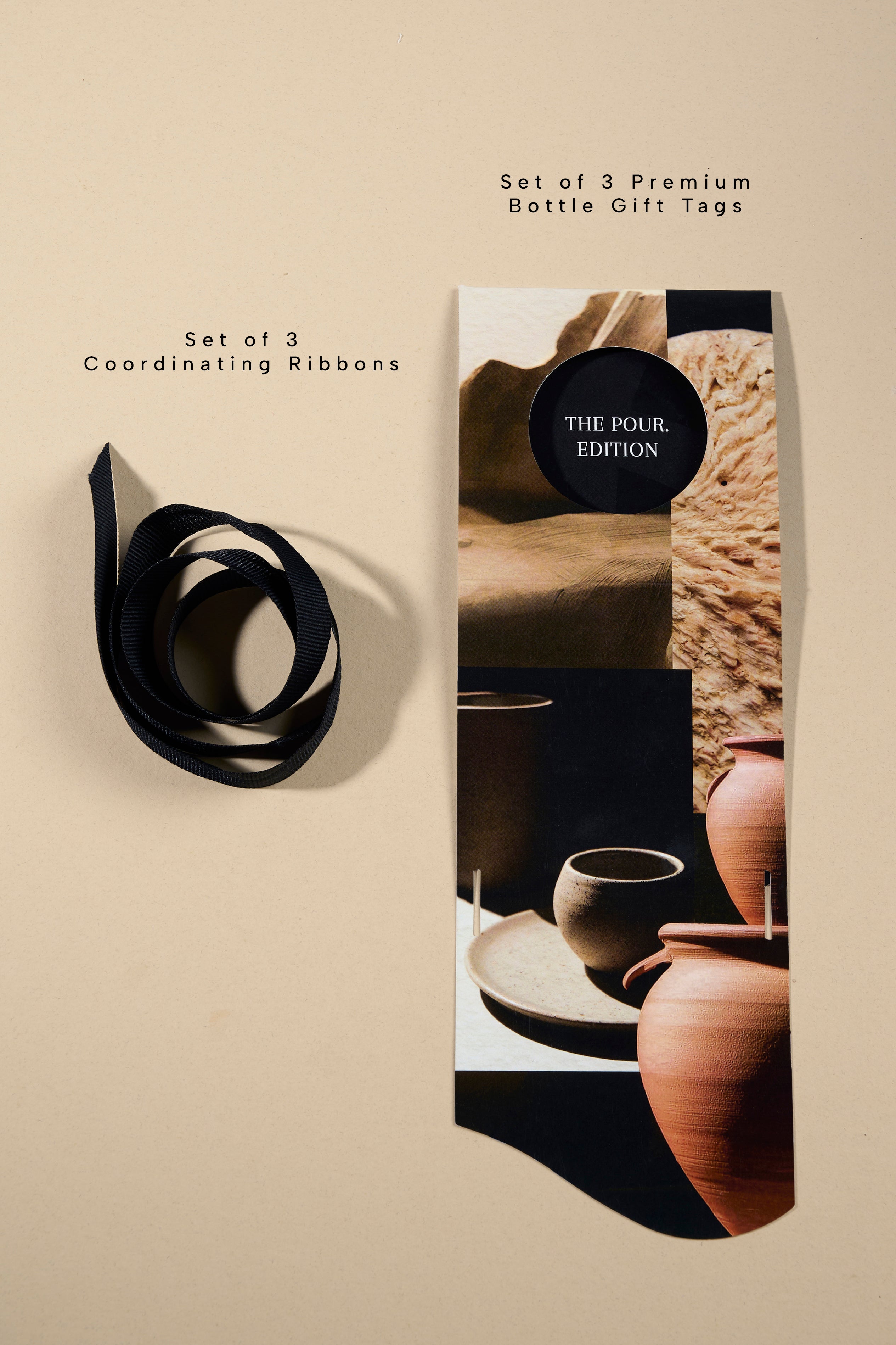 Set of 3 Premium Bottle Gift Tags - Moulded Pottery